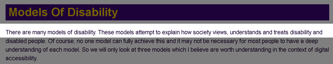 Text on a webpage with most greyed out but one line showing brightly