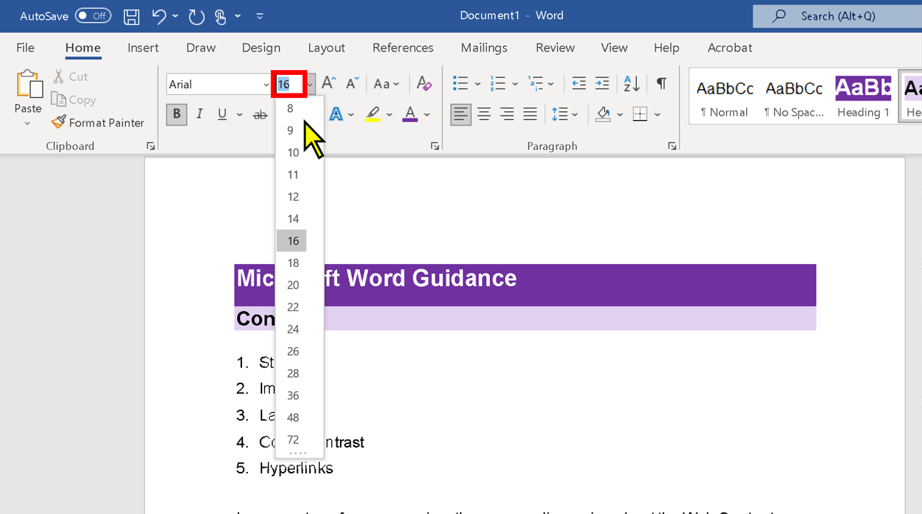 Microsoft Word with no colour scheme