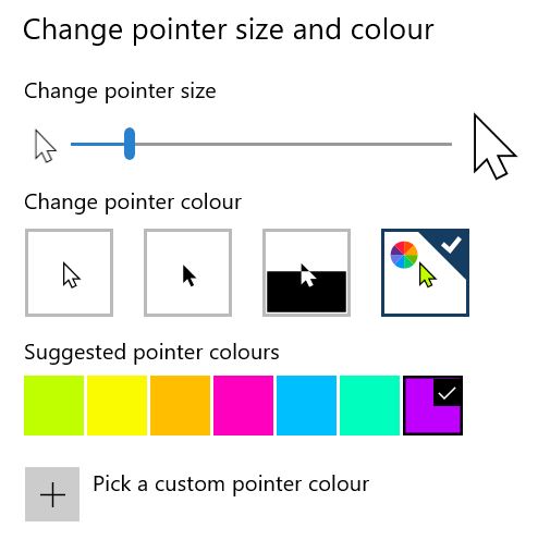 Change mouse pointer size and colour