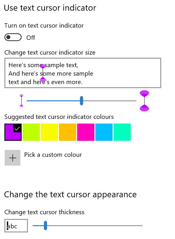 Use the text cursor indicator