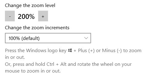 Windows magnifier change the zoom level