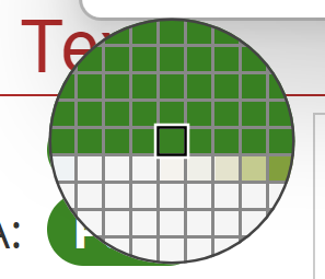 Screenshot of eye dropper tool with lots of pixelated squares inside a circle.